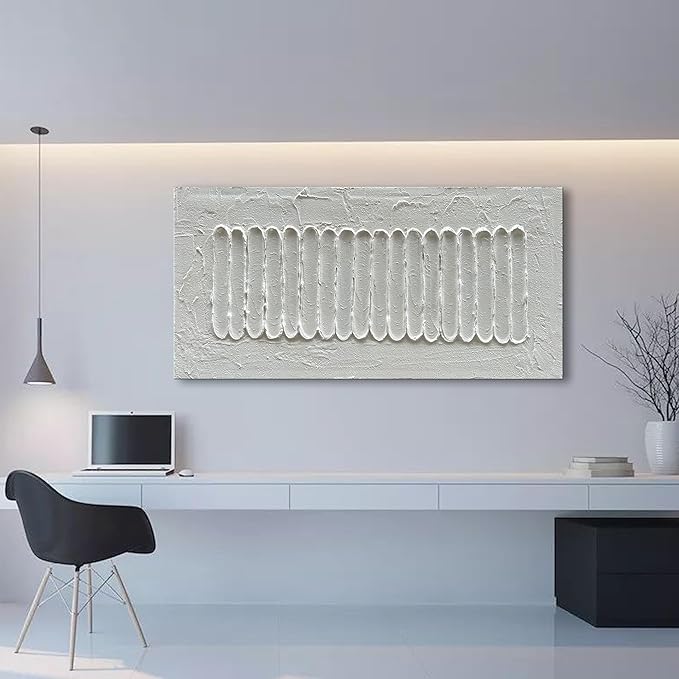 NANKAI Art 24x48 Inchs White Minimalist Art Oil Painting Hand Painted Thick Texture Abstract Painting Home Wall Decorative Art