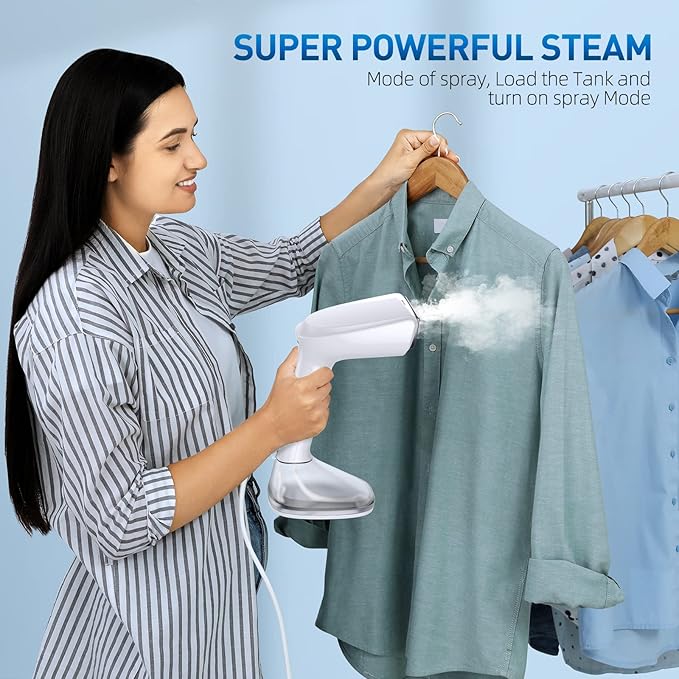Steamer for Clothes - 1800W Powerful Steam, 2 Modes for Wet and Dry Ironing, 20-Second Fast Heat-up,Detachable Water Tank with Heat-Resistant Gloves -Removing Wrinkles.Only for 120V Countries.White