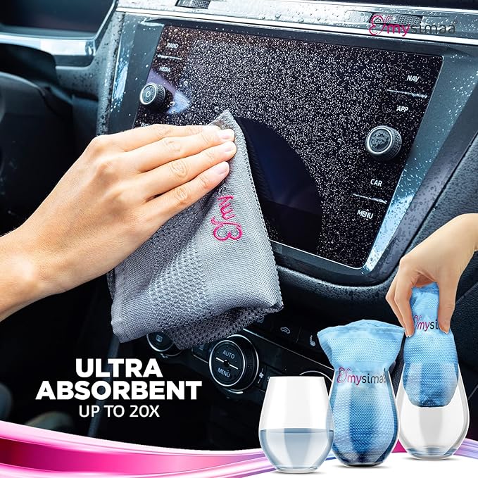 mysimaa XL Lint Free Microfiber Cloth, Glass & Window Cleaning Cloths - Set of 6
