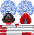 2 Pack Spin Mop Heads Replacement Compatible with O Cedar RinseClean 2 Tank, Upgraded Scrub Brush,4 Section Mop Handle and 1 Base Combo Set, Microfiber Replace Head Refill