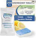 Individually Wrapped Dishwasher Tablets | Dishwasher Detergent | Dish Soap Pods | Fresh Lemon Scent | Deep Clean for Dishes | 200 Count Bulk for Vacation Rentals and Extended Stay Hotels