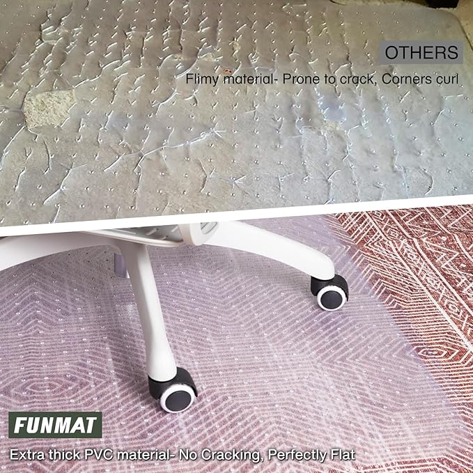 Chair Mat for Carpet, 36" x 48" Easy Glide Desk Chair Mat for Carpeted Floors, Beveled Edge Vinyl Mat with Grips, Heavy Duty Carpet Protector for Home Office, Clear(with Lip)