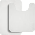 Bathroom Rugs Set 2 Pieces,Thin Bathroom Mats,Toilet Rugs,Quick Dry,Non-Slip,Machine Washable,Low Pile,Absorbent Bath Mats,Shower,Sink,Home Decor Accessories.White,1'5"x2'3"+1'8"x2" U Shape