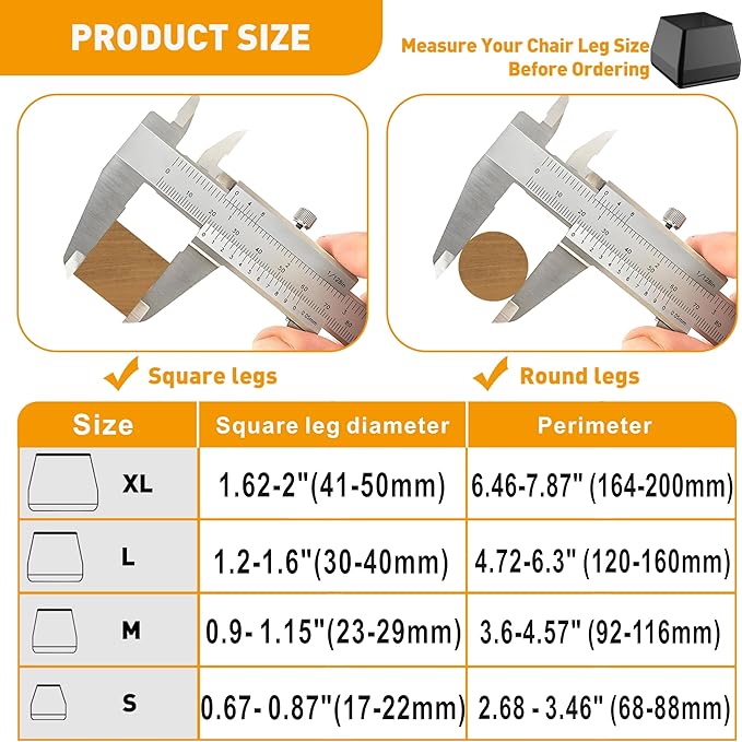 Furniture Sliders,24 PCS Square Chair Leg Sliders for Carpet, Furniture Movers Sliders, Carpet Chairs Furniture Glides, Floor Protectors, Carpet Moving Sliders Easily Move.(Black, Fit:0.67-0.87").