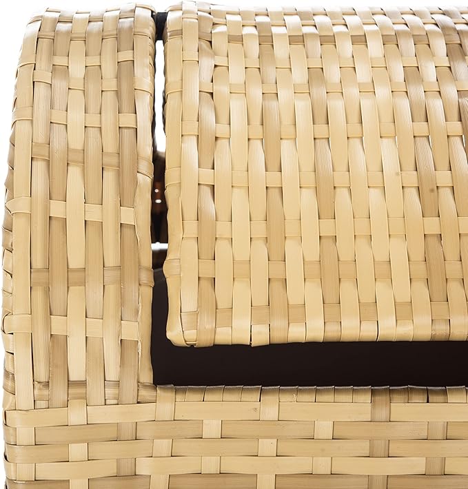 SAFAVIEH Outdoor Collection Mazeli Natural Woven Swing Top Dome Lid Trash Bin (Fully Assembled) PAT7511D