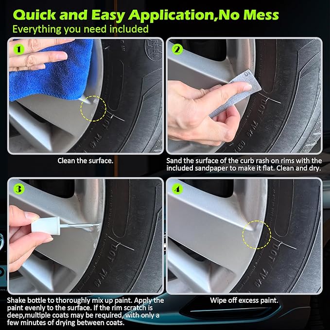 FOLLOWIN Silver Rim Touch Up Paint for Cars,Car Paint Scratch Repair Rim Curb Rash,1OZ(30ml)