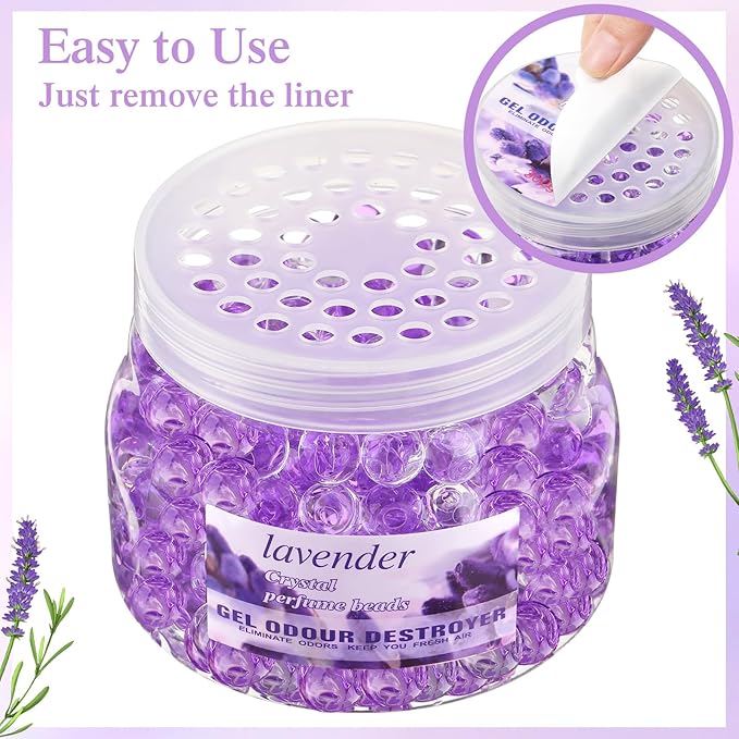 Timgle 12 Pack Odor Eliminator Gel Beads Bulk 10 Ounces Air Freshener Gel Beads Odor Eliminator for Home, Bathrooms, Cars, Boats and Pet Areas(Lavender Scent)