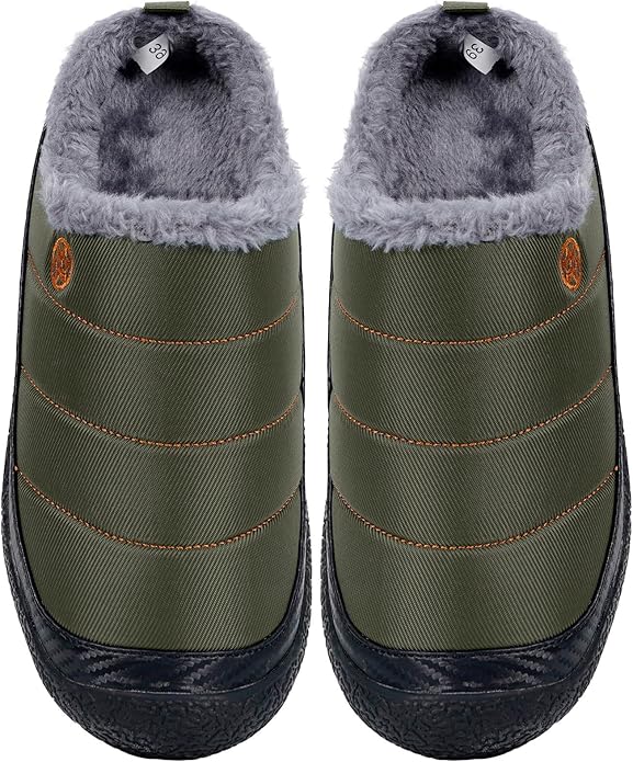 Womens Mens House Slippers Slip on Snow Winter Warm Fully Fur Lined Slippers Indoor Outdoor Shoes