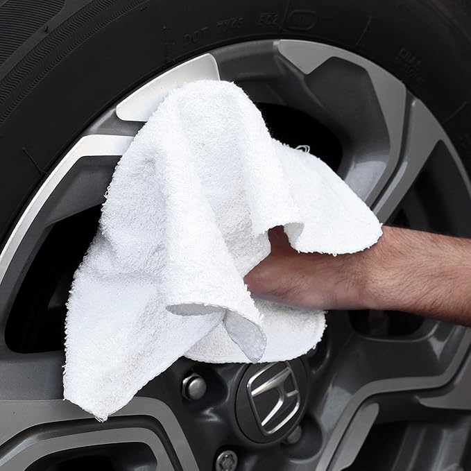 Arkwright W11 Terry Cloth Towels for Cleaning - Case of 4 - Soft Cotton Blend Washable Multi-Purpose Bar Mop, Absorbent & Quick Dry, Bulk Bag of Rags for Kitchen, Auto Shop, and Garage, 10 lb, White