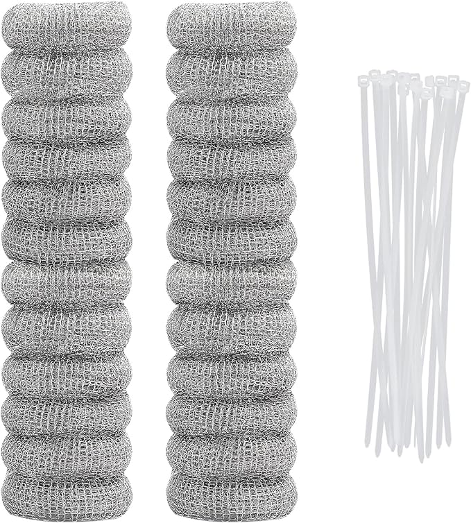 24PCS Lint Traps for Washing Machine, Stainless Steel Mesh Snare Trap Washer Hose Lint Catcher Laundry Mesh Washer Hose Filter with 24 PCS Cable Ties