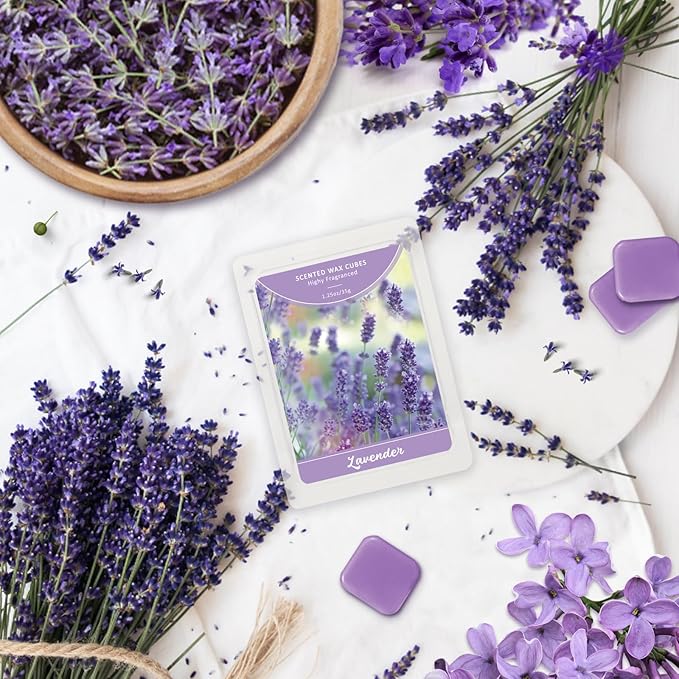 SCENTORINI Wax Melts Wax Cubes, Long Lasting Lavender Wax Melts for Sleep, Scentsy Wax Melts for Warmer 4 Pack, Scented Soy Wax Strong Scent, 4 * 1.25oz
