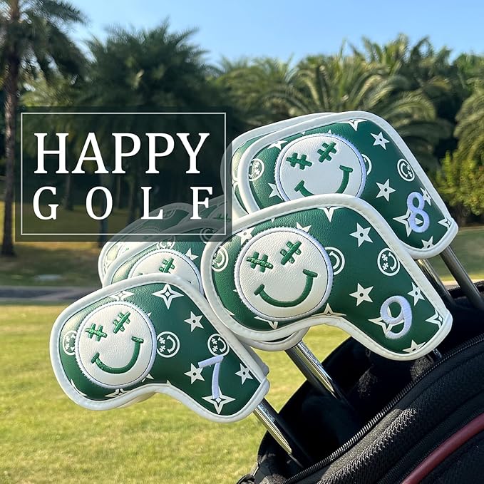 Barudan Golf Iron Head Covers, Golf Headocver for Iron Clubs, Golf Iron Covers Headcovers Set 10pcs #4-9 Aw, PW, SW, Xw fits for All Brand, Color Green, Golf Gifts for Men/Women Golfers