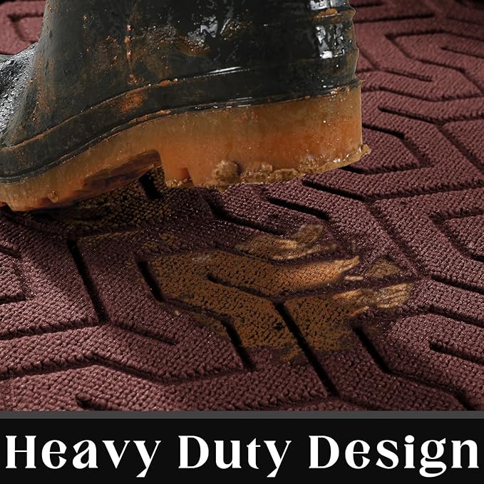 Yimobra Large Door Mat Outside Entrance 47x32, Waterproof Heavy Duty Outdoor Mats for Front Door, Non Slip Rubber Entry Mat for Garage Patio, Easy Clean, Red