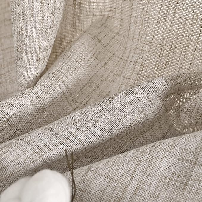YoungsTex Cafe Linen Curtains 40 Inches Long for Kitchen Window Over Sink - Short Semi Sheer Drapes with Rod Pocket Back Tab Rustic Light Filtering for Front Door Bathroom, 2 Panels, 30 X 40 Inch