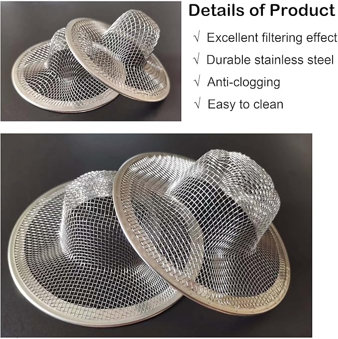 25PCS Bathroom Mesh Sink Drain Strainer, 2.75" & 2.125'' Stainless Steel Slop Basket Filter Trap, Mesh Tub Strainer Bathtub Drain Filter Screen for Bathroom Bathtub Laundry Lavatory Balcony RV Utility