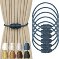Magnetic Curtain Tiebacks Rope Tie Backs 6 Pack Curtains Holders for Drapes Decorative Window Holdbacks, Blue