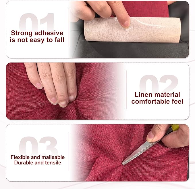 PATIKIL 70x4.4 Inch Linen Repair Tape, Repair Fabric Patch Self Adhesive Couch Patch Line Repair Patch for Furniture Sofa Car Seats Office Chairs, Dark Brown