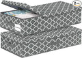 punemi Under Bed Storage Containers Bins With Lids, 6 Inches Tall Flat Underbed Clothes Storage W/Sturdy Sidewalls & Bottom, Low Profile Under Dorm Bed Storage Drawers With 3 Handles (Lantern Pattern)