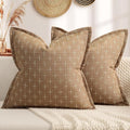ZWJD Throw Pillow Covers 16x16 Set of 2 Soft Polyester Textured Pillow Covers with Stylish Flange Edge Cozy Farmhouse Throw Pillows for Couch Bed Sofa Living Room