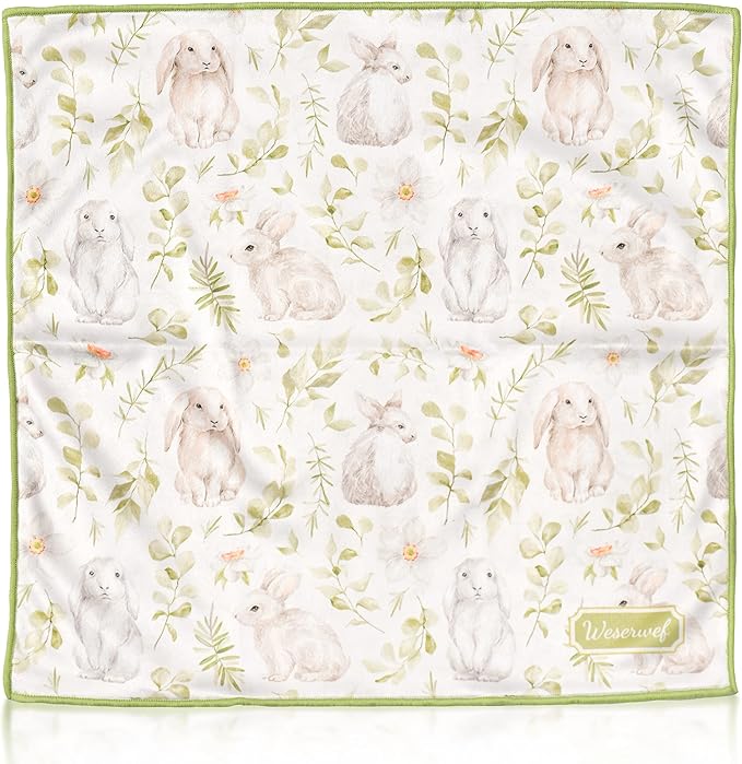 WESERWEF Design Microfiber Glasses Cleaning Cloth – Premium Cleaning Cloth for Eyeglasses, Screens, Tablets, Cameras & Lenses, 12" x 12", Ultra-Soft & Scratch-Free (Rabbits)
