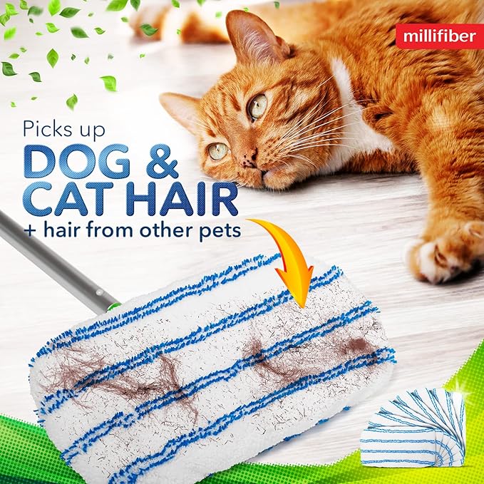Microfiber Reusable Mop Pads Compatible with Swiffer Sweeper (4-Pack) Washable Mop Pads for Wet & Dry Use (Handle is Not Included)