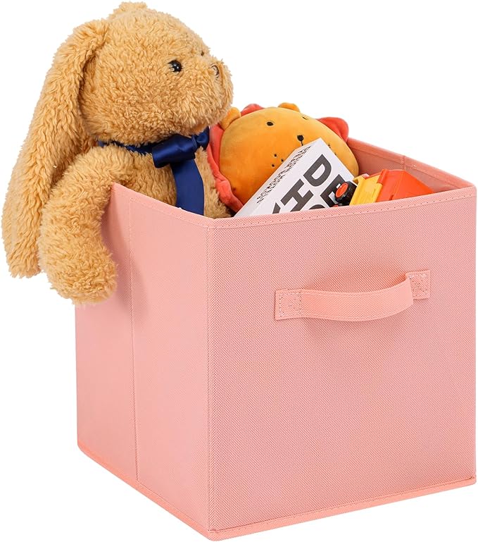 Stero 13x13x13 Inch Fabric Storage Bins 6 Pack Fun Colored Durable Storage Cubes with Handles Foldable Cube Baskets for Home, Kids Room, Closet and Toys Organization Peachpuff