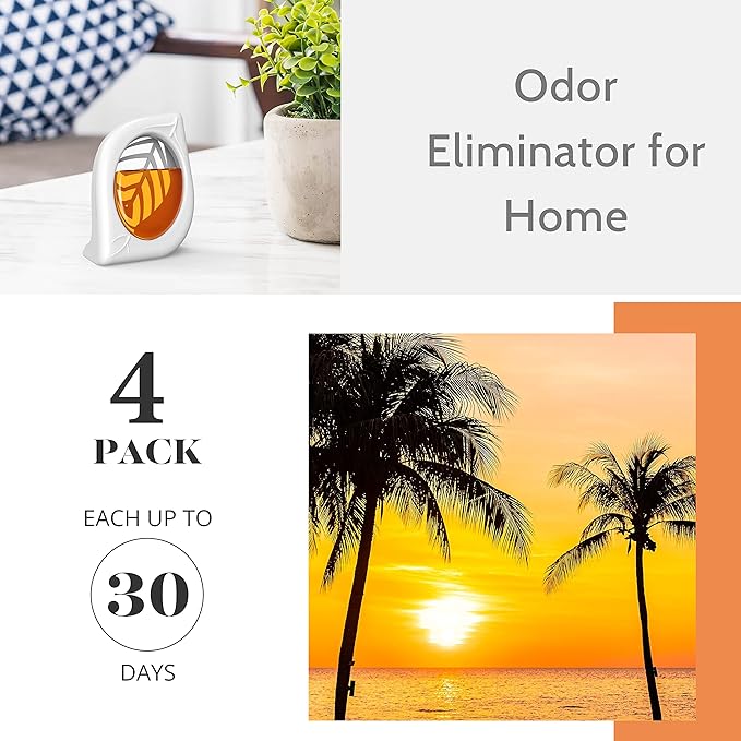 Air Freshener for Home, 4 Pack, Hawaiian, Odor Eliminator for Small Area Closets Bathroom Pets Strong Odor, Up to 120 Days