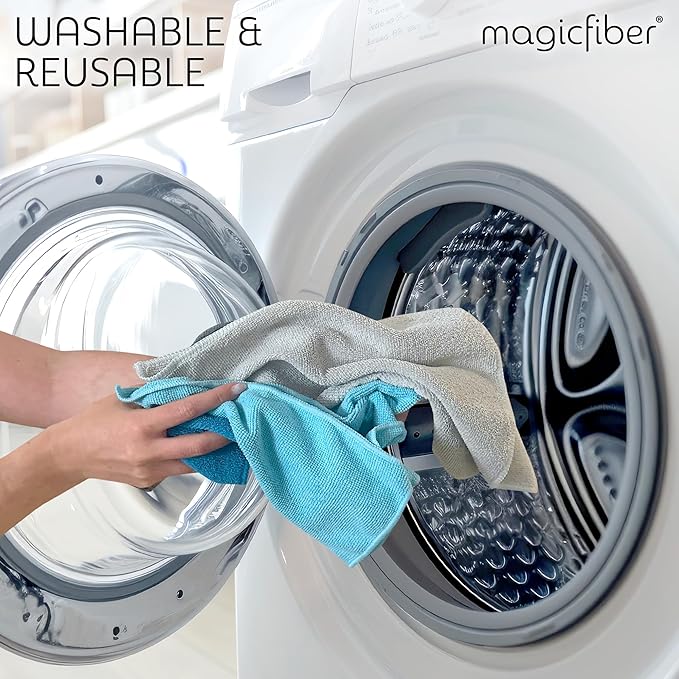 MagicFiber Microfiber Cleaning Cloth - 12 Pack, Large 13" x13” Highly Absorbent Streak-Free Micro Fiber Cleaning Rags Towels for House, Car, Windows, Housekeeping, Household Dusting, Kitchen