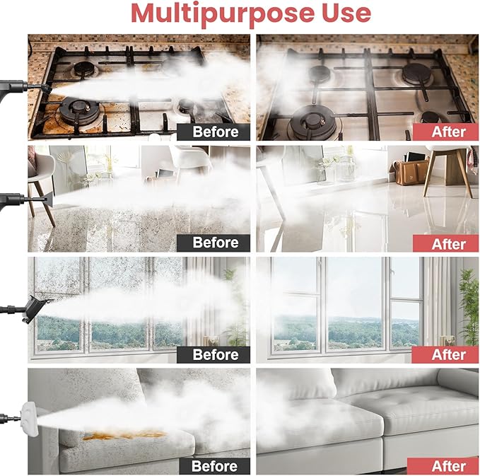 Handheld Steam Cleaner for Home, 2500W High Pressure Steam Cleaner for Car Detailing, 3 Steam Levels, 1600Ml Tank, High Heat Steamer for Bed Bugs, Couch, Furniture, Kitchen, Bathroom, Floors