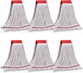 Matthew Cleaning Commercial Mop Head Replacement, 5 Inch Wide Headband, Looped End Cotton Blend String Wet Mops for Floor Cleaning, 18 oz Medium, 6-Pack White