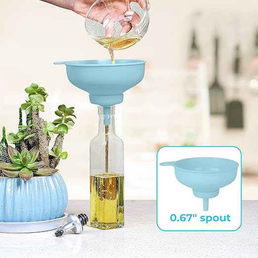 Wide Mouth Kitchen Funnel, Food Grade Plastic Cooking Canning Funnel with 4 Sizes Spouts for Filling Wide and Regular Mason Jars, Spray Dropper Oil Bottle Jug Spices Shampoo Sauce