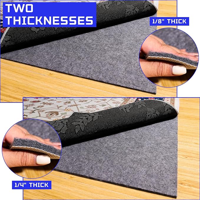 100% Waterproof Non-Slip 1/4” Extra Thick 6x9 ft Rug Pad for Large Area Rugs Durable Felt Floor Protection pad for All Floors, Suitable for Cutting. Rug Pads Keep Rugs in Place and Provide Cushioning