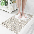 Shower Mat Non Slip Bathtub Mat, 27 x 16 Inch Eco-Friendly Soft Bath Mat for Tub Non Slip Shower Mats for Inside Shower with Suction Cups and Drain Holes, Easy to Clean Quick-Drying, Brown