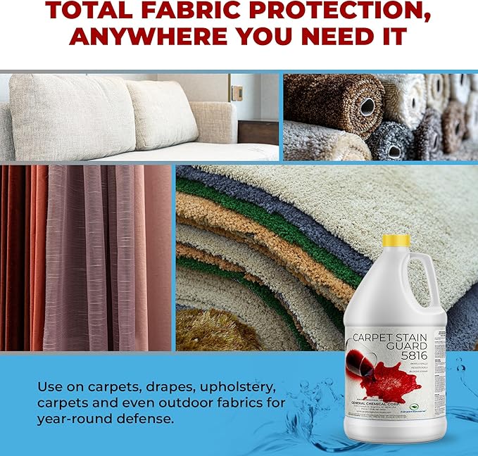 General Chemical Stain Shield Spray - Safe Fabric Protector Spray and Stain Guard 5816 for Upholstery, Carpets, Rugs, Drapes & More - Impermeable Protectant Spray for Outdoor & Indoor Use - 1 Gallon