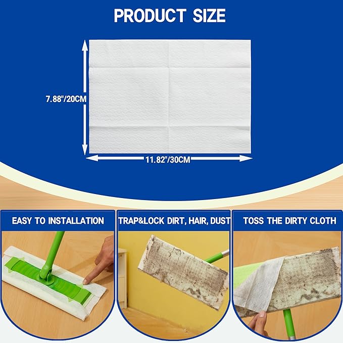 Dry Sweeping Cloths Disposable Mop Refills Floor Dust Mop Pad, Floor Cloth Refills for Swiffer Standard Sweeper, Pack of 240