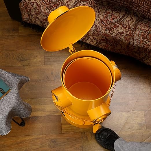 Hoolerry Fire Hydrant Trash Can Retro Creative Garbage Can with Inner Bucket Large Capacity Wrought Iron Pedal Trash Can Indoor Outdoor Waste Bins for Park Garden Kitchen Garbage (Yellow, Large)