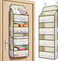 Yecaye Over The Door Organizer, Heavy Duty Hanging Organizers and Storage with 4 Large Capacity Pockets, Swing-Proof Behind The Door Storage for Bathroom Nursery Bedroom Dorm Closet, Beige