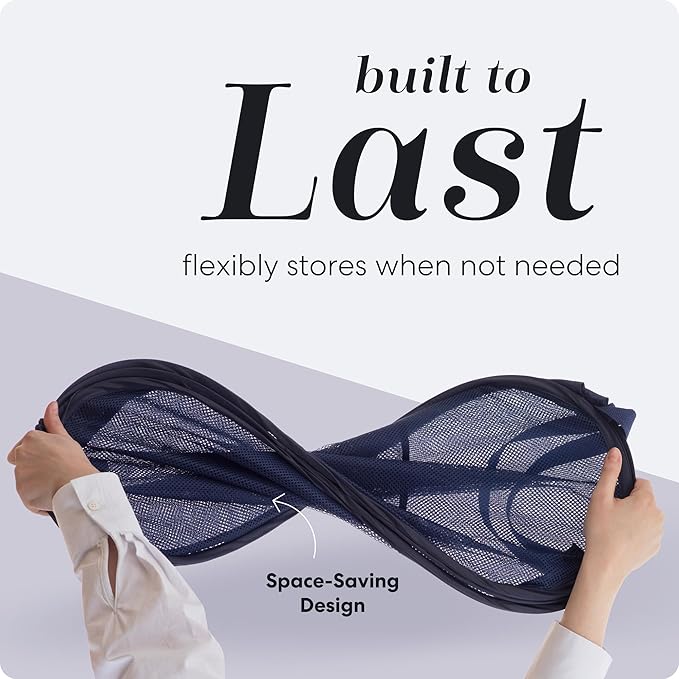Handy Laundry Collapsible Mesh Pop Up Hamper with Wide Opening and Side Pocket - Breathable, Sturdy, Foldable, and Space-Saving Design for Clothes and Storage (Blue | 2-Pack)