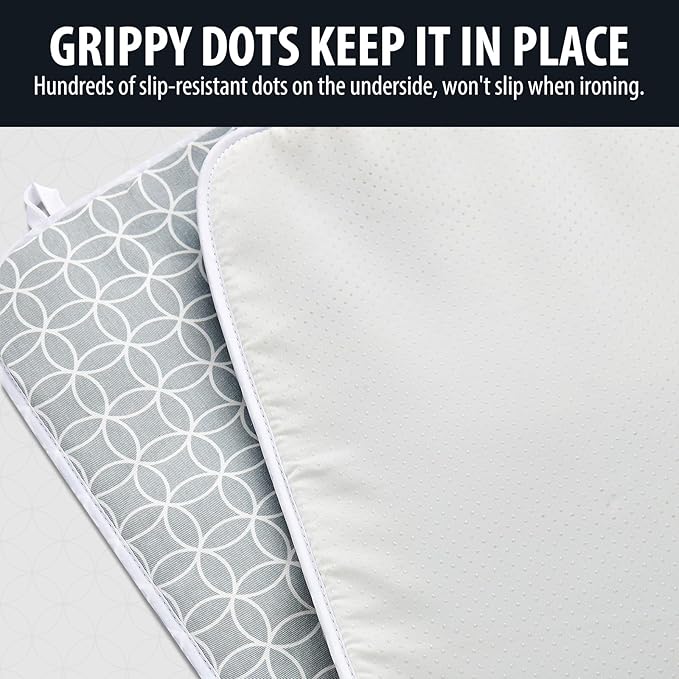 Seiritex Ironing Mat, Portable Ironing Pad 39.4 x 18.9 inch Table Top Iron Board 5 in 1 Travel Iron Blanket for Washer, Dryer, Counter top, Gray
