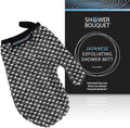Japanese Exfoliating Mitt for Shower [1-Pack, White] - Charcoal & Silver Ion Exfoliating Glove - Gentle Exfoliation & Deep Cleansing Shower Mitt - Exfoliating Body Scrubber Glove, Soft Fabric Inside