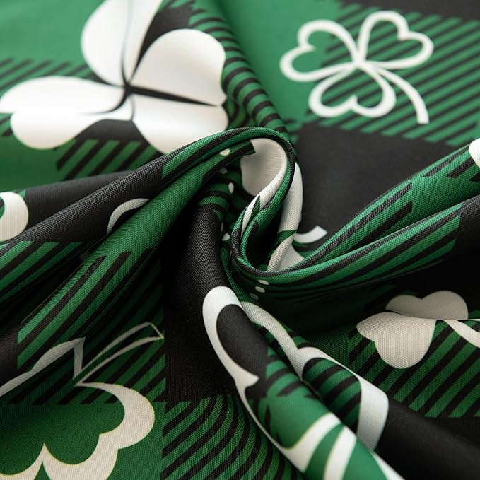 Green Waterproof Plaid St.Patrick Tablecloth Fabric - Square 58x58 Inch Classic Gingham Checker Holiday Table Cloth for Indoor Use - Lucky Shamrock Table Cover for BBQs, and Parties