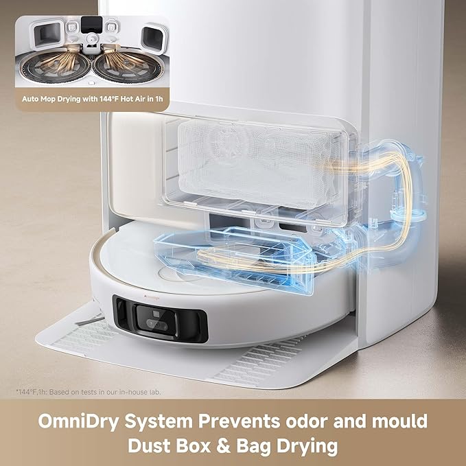 Mova V50 Ultra Complete Robot Vacuum and Mop Self-Cleaning, 24,000 Pa Suction, Liftable Navigation with Obstacle Overcoming and Warm Water Mopping with DuoSolution System Designed for Pets