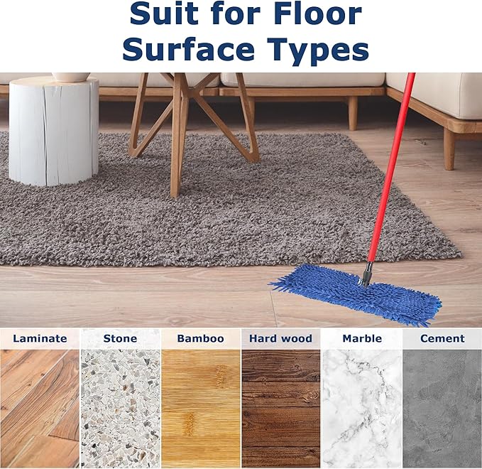 3 Pack Microfiber Mop Head Refills for O-Cedar Dual-Action Flip Mop, Reusable Chenille & Microfiber Pads for Dry and Wet Use, Compatible with Hardwood and Multi-Surface Floors
