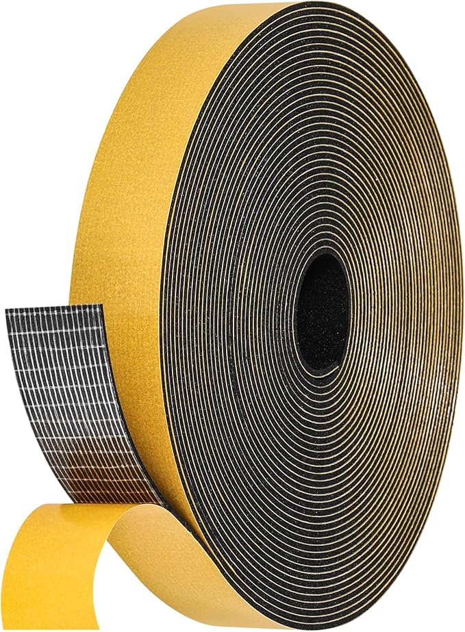 32Feet Weather Stripping Seal (1 Inch X 1/16 Inch) for Door Window, High Density Foam Tape, Soundproofing, Insulation Strip, Door Sealers for Door Frame- Black