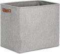 DULLEMELO Large Collapsible Storage Basket/Bin with Sturdy Leather Handles, Fabric Organizer Bin for Storage Clothes, Toys, Books, Office, Bedroom, Closet, Nursery & Laundry (Gray)