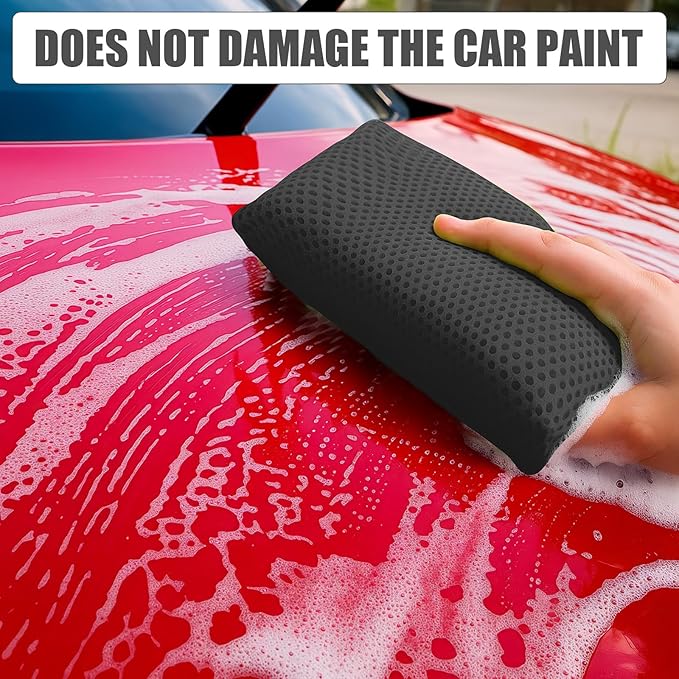 4 PCS Bug Scrubber Sponge Car, Bug Remover Wash Sponge，Car Cleaning Sponge for Bugs, Tar, Grime - Paint-Safe, Reusable Wash Sponges Kit(Gray)
