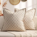 ZWJD Pillow Covers 16x16 Set of 2 Soft Polyester Textured Pillow Covers with Stylish Flange Edge Cozy Farmhouse Throw Pillows for Couch Bed Sofa Living Room