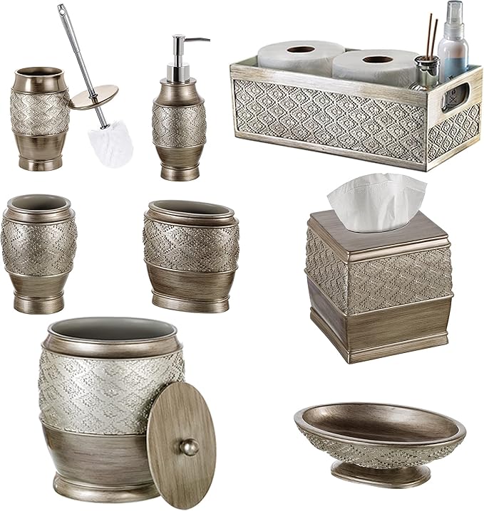 Creative Scents Dublin Silver Toilet Brush Set - Toilet Bowl Cleaner Brush and Holder - Decorative Bathroom Cleaner Brush - Space Saving Design Toilet Bowl Scrubber