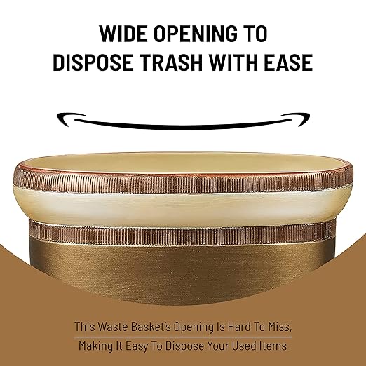 Zahari Home Decorative Trash Can for Bathroom, Office & Bedroom - 2.1 Gallons Stylish & Small Trash Can for Dorms, Desktop & Restroom - Chic Waste Basket for Compact Spaces, Contempo