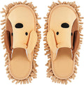Cartoon Dog Mop Slippers Microfiber Clean Dusting Slippers Detachable Mopping Shoes for Office Home Room (Khaki)